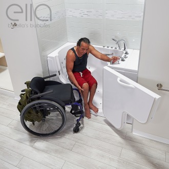 Transfer Dual Massage Model Shot Right Mid Door Open Getting In Tub Wheel Chair
